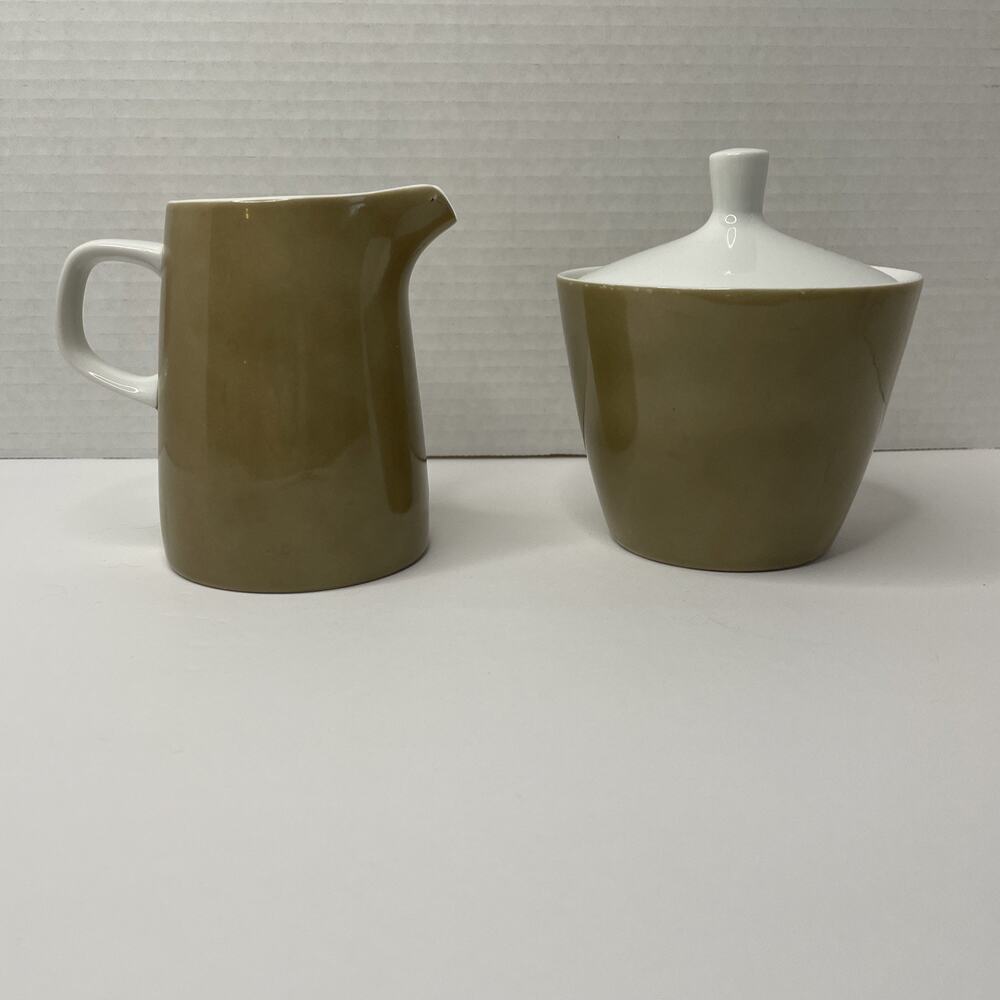 MIKASA Elite Sandlewood Creamer Pitcher & Sugar Bowl w/ Lid (Taupe Brown)